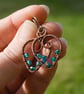 Copper Wire Wrapped Pendant & Earrings Set with Teal Glass Beads - Image 8