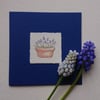 Spring flowers, grape hyacinth hand painted card - recycled card and envelope