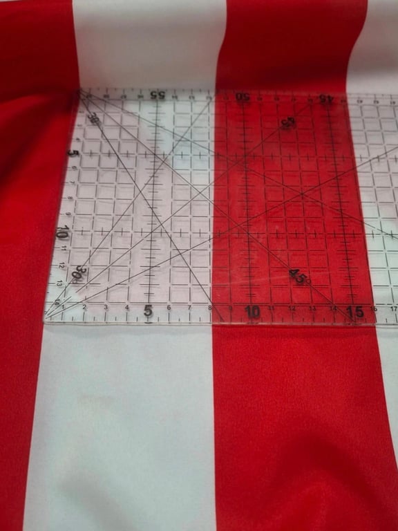 Polyester Nylon Blend Red & White Striped Fabric1.5cm Wide, Selling by the Metre