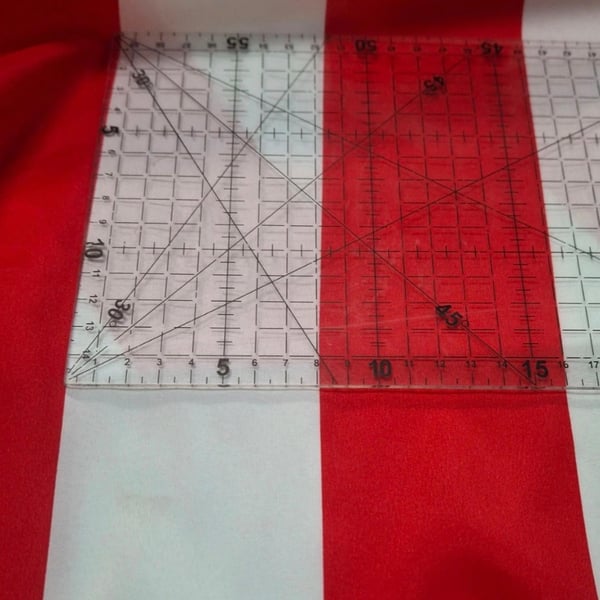 Polyester Nylon Blend Red & White Striped Fabric1.5cm Wide, Selling by the Metre