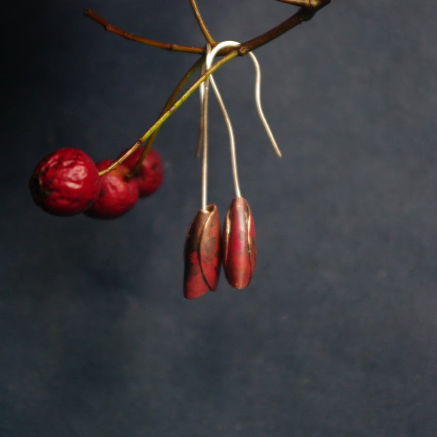 Copper Rosebud Dangle Earrings