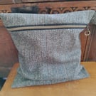 Herringbone woollen tweed wash bag