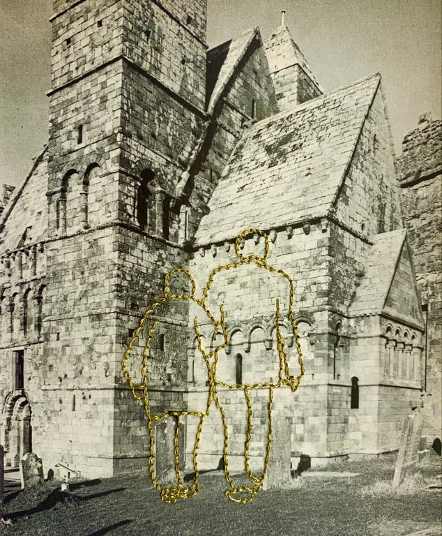 Hand embroidered vintage book page