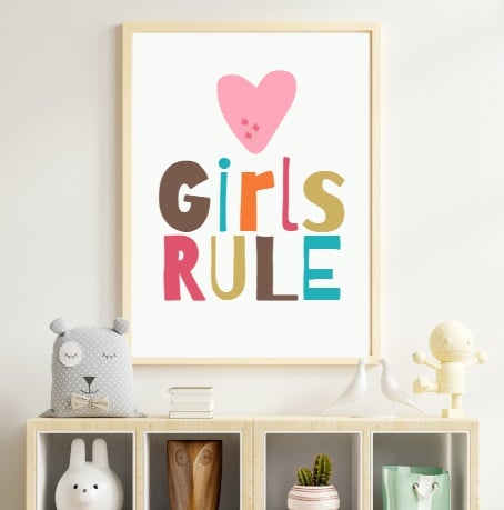 Wall Art Print – A4 Quote Poster –  Girls Rule -  Unframed