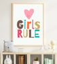 Wall Art Print – A4 Quote Poster –  Girls Rule -  Unframed