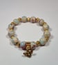 Multicolour Agate and Bumble Bee Charm Tibetan Gold Stretch Bracelet  - Image 2