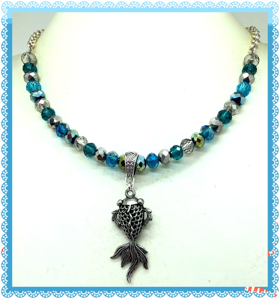 SALE OOAK Pisces - stylish fish shorter style necklace 