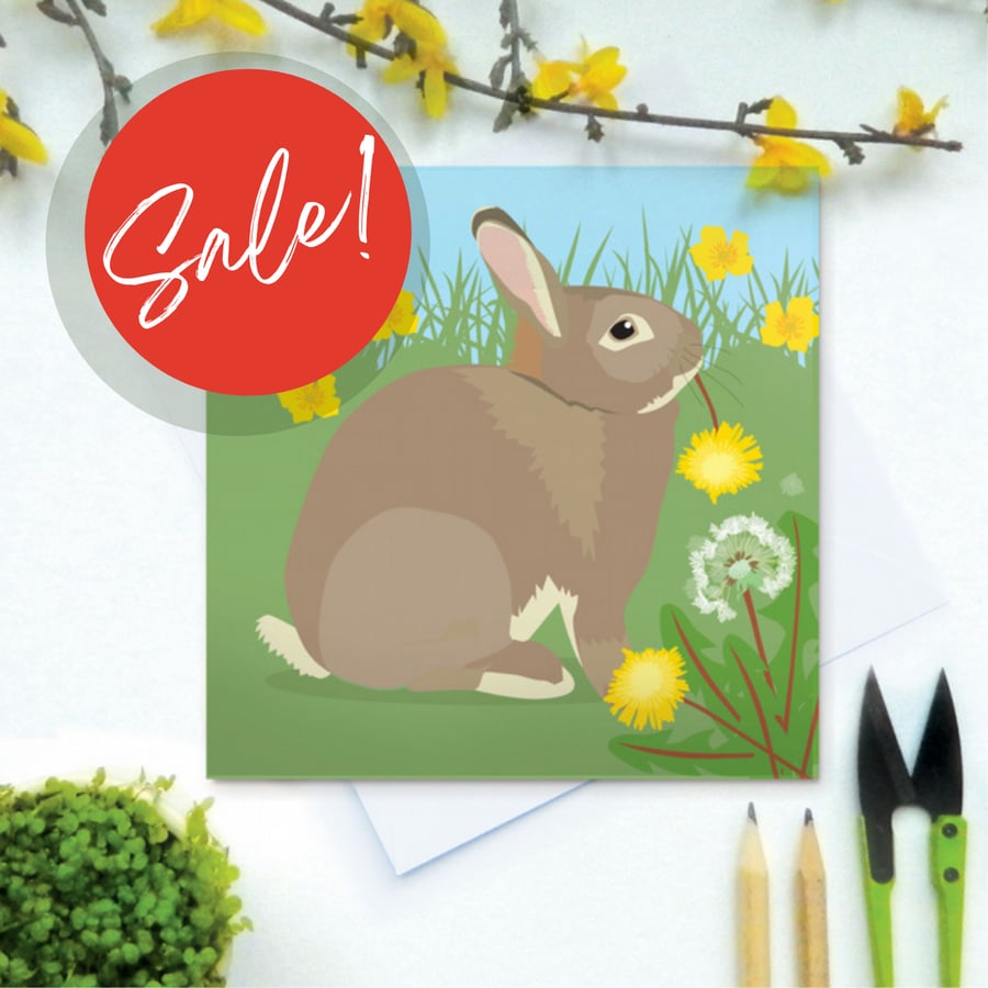 SALE Rabbit Card - Easter Bunny, birthday, farm, animal