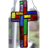Cross Suncatcher Stained Glass Handmade Patchwork Rainbow