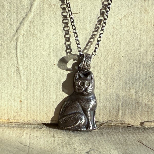 Sterling Silver Cat Pendant