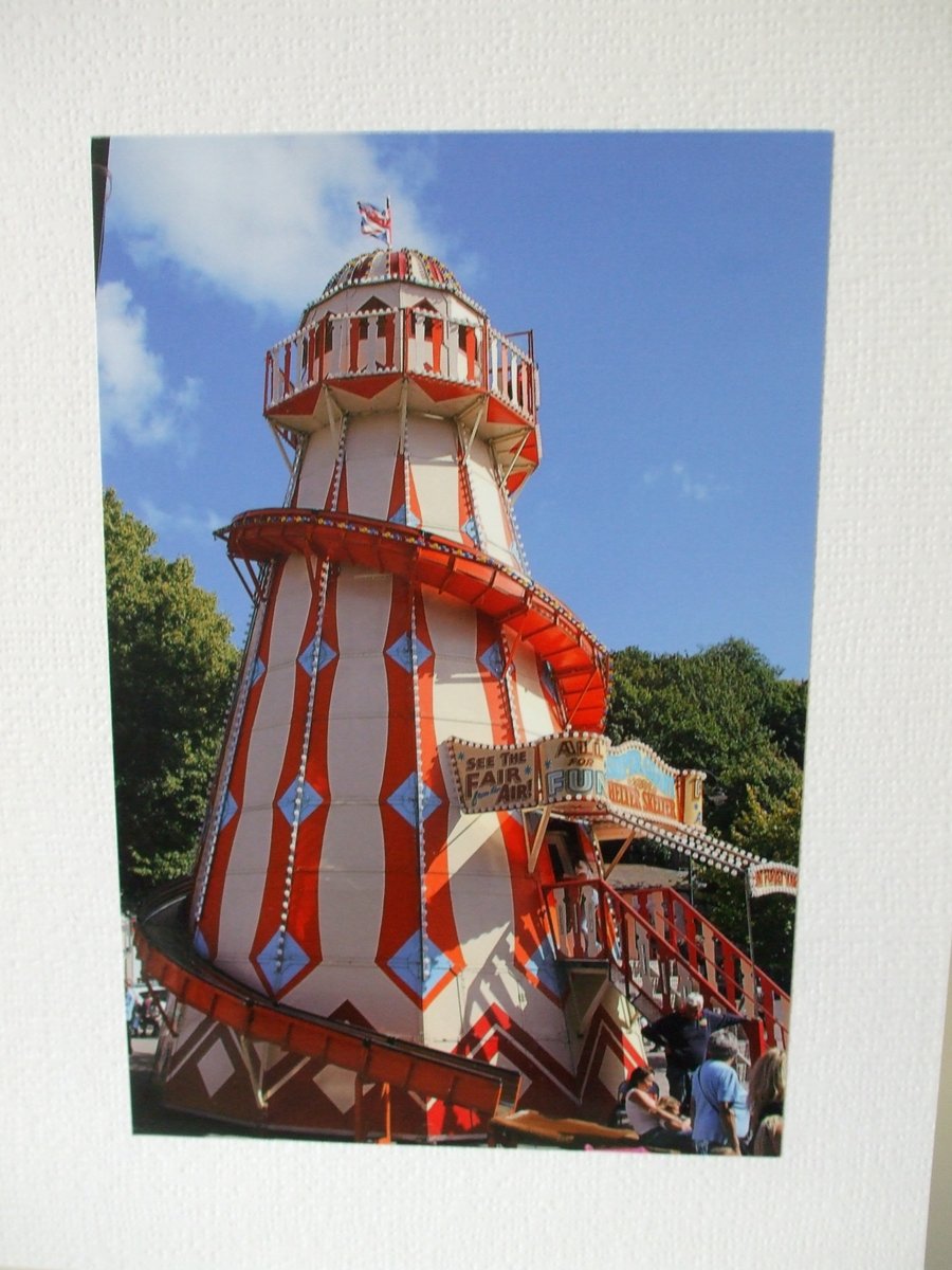 Photographic greetings card of a Pepper Pot Helter Skelter 