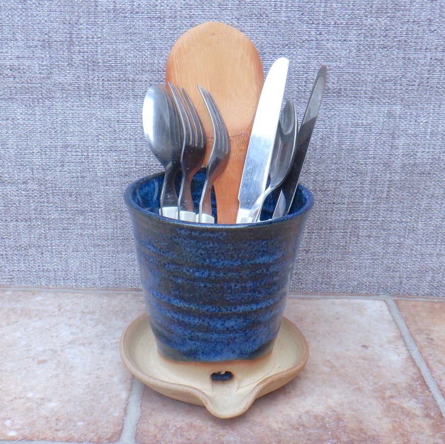 Cutlery utensil drainer toothbrush holder stoneware pottery hand thrown ceramic