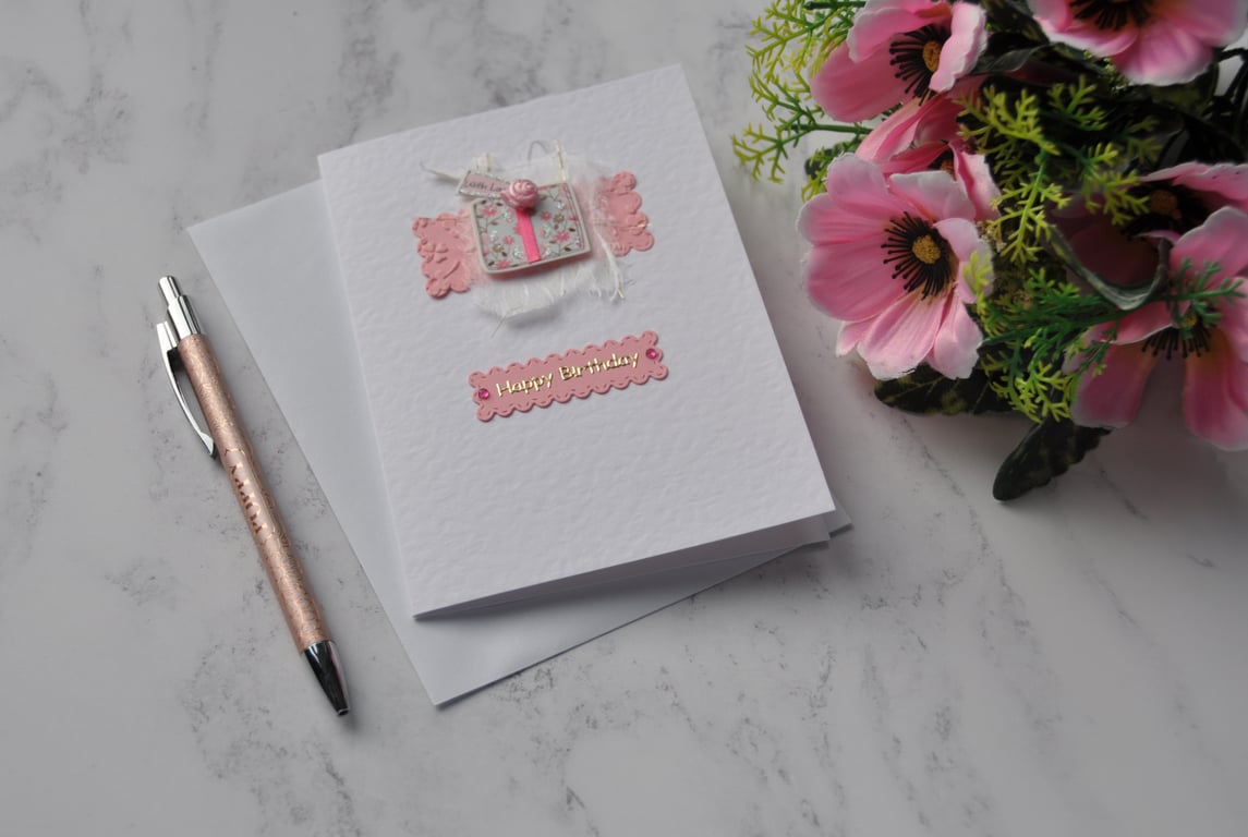 Birthday Card Gift With Love Wrapped Present 3D Luxury Handmade Card
