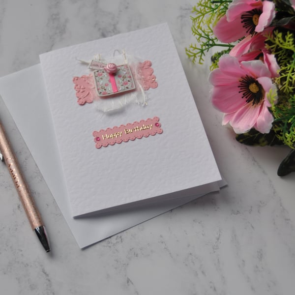 Birthday Card Gift With Love Wrapped Present 3D Luxury Handmade Card