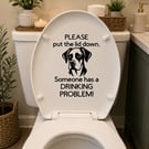 Funny Dog Toilet Lid Decal – 'Put the Lid Down' Pet Drinking Joke