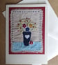 Vase of Flowers hand-stitched card - fabric card - textile card - keepsake card