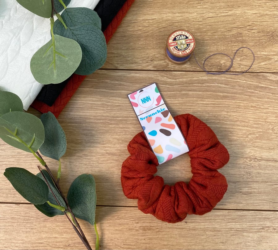 Rust Knit Effect, Jersey XL Scrunchie, hair tie