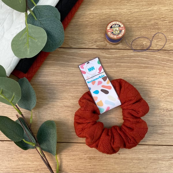 Rust Knit Effect, Jersey XL Scrunchie, hair tie