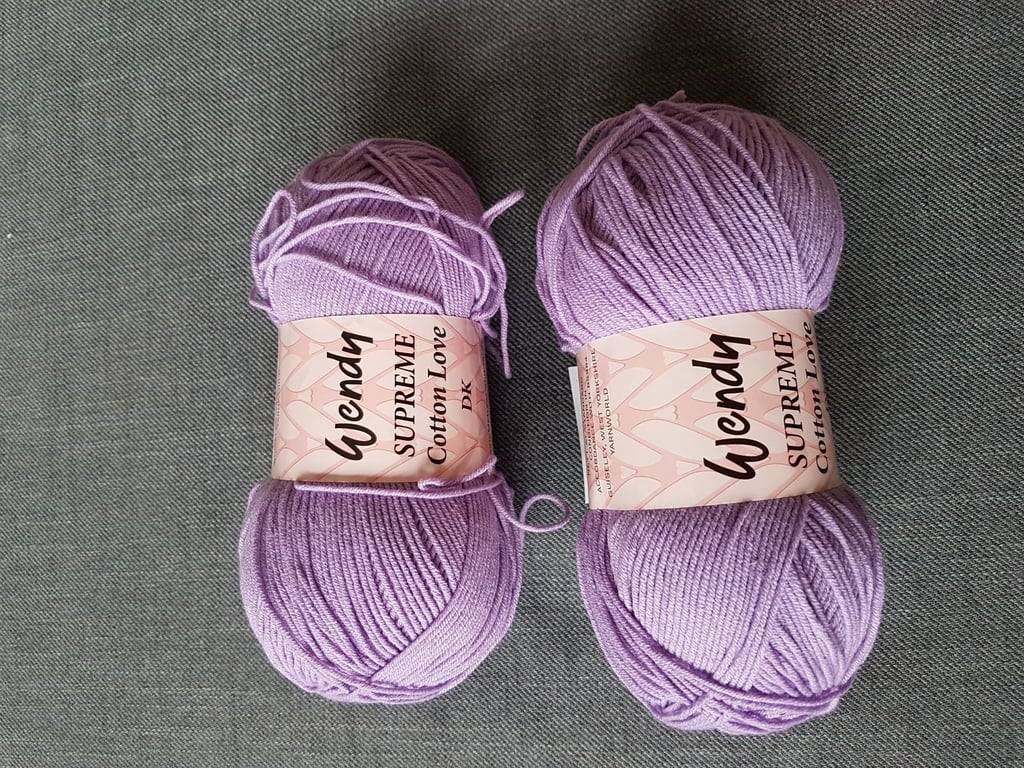 Wendy Supreme Cotton Love Double Knit Yarn in Lavender 