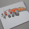 dozy red panda - original aceo
