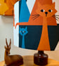 MIEOW ! FUN Cat Kitten Retro Style Swedish Fabric Lampshade - Image 6