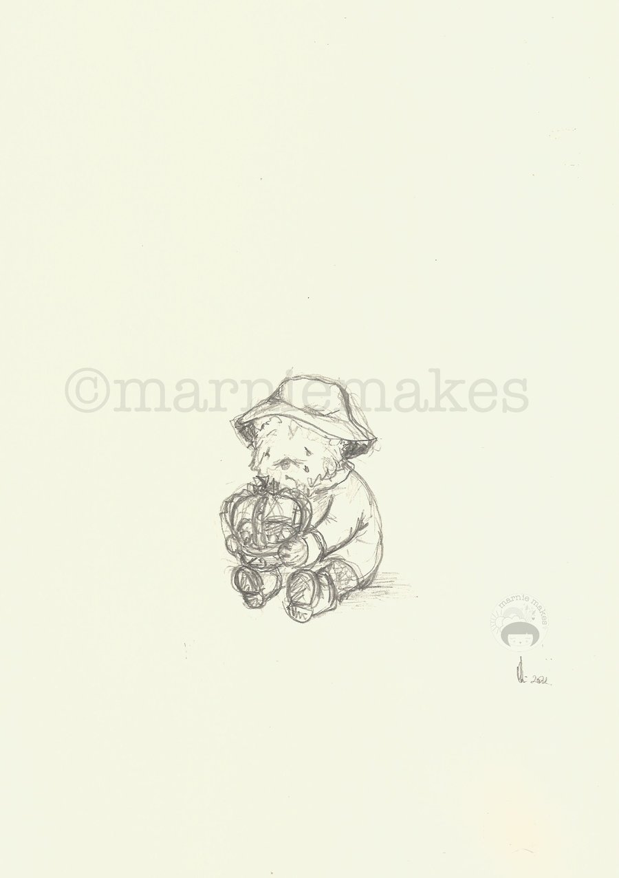 Sad Little Bear - a5 Giclee Print 