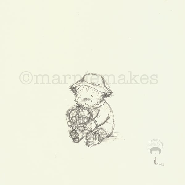 Sad Little Bear - a5 Giclee Print 