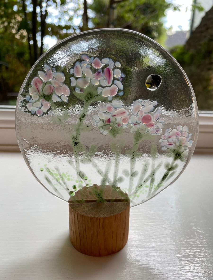 Fused glass circles of flowers