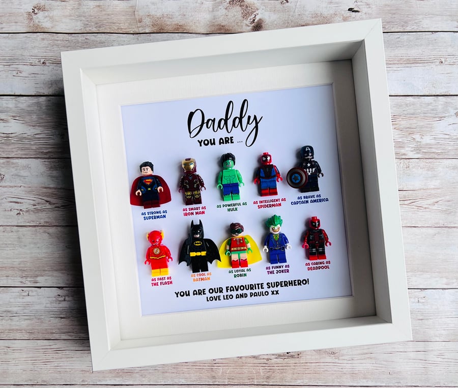 Dad Daddy Superhero Minifigures Frame