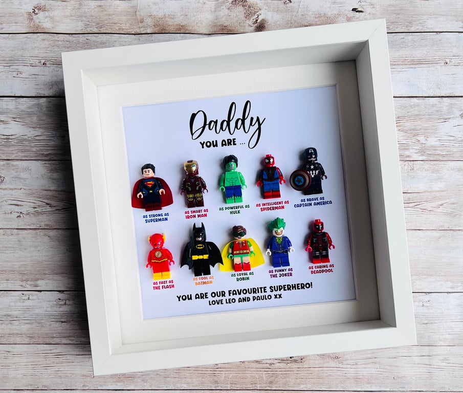 Dad Daddy Superhero Minifigures Frame