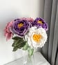 Crochet Peony,Handmade Peony,Gift for Teacher,Home Decor,Peony with Leaves