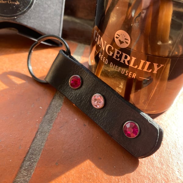 Keyring Italian leather and crystals