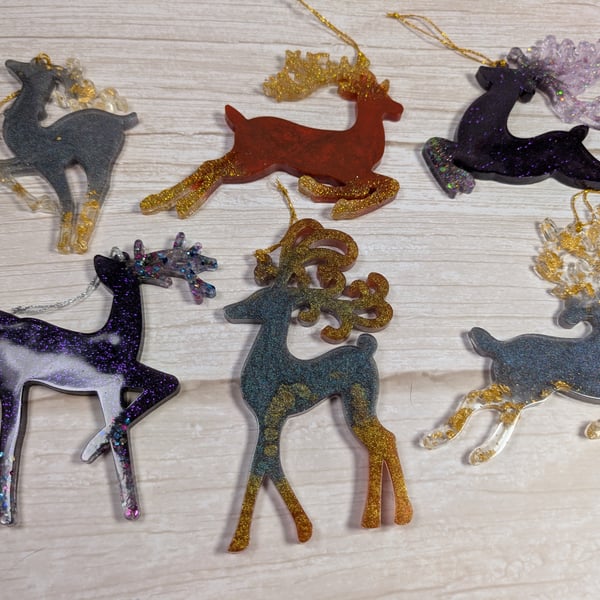Handmade Resin Reindeer Christmas Ornaments