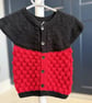 Hand-Knitted Baby Ladybug Vest with Bubble Texture – Red & Black (9-12m)