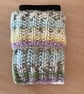 MOBILE PHONE SLEEVE 8x3.5" OR 20x9cm HAND KNITTED IN MULTICOLOURED YARN