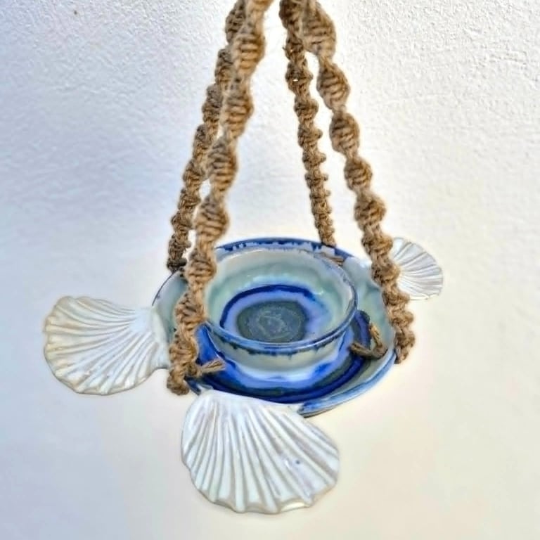 Coastal inspired Ceramic Bird Feeder