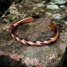 Solid Densely Twisted Copper Cuff Bracelet 