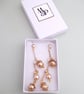 Pearl Dangle Drop Earrings with Cubic Zirconia Gold Coloured Metal Chains - Image 6