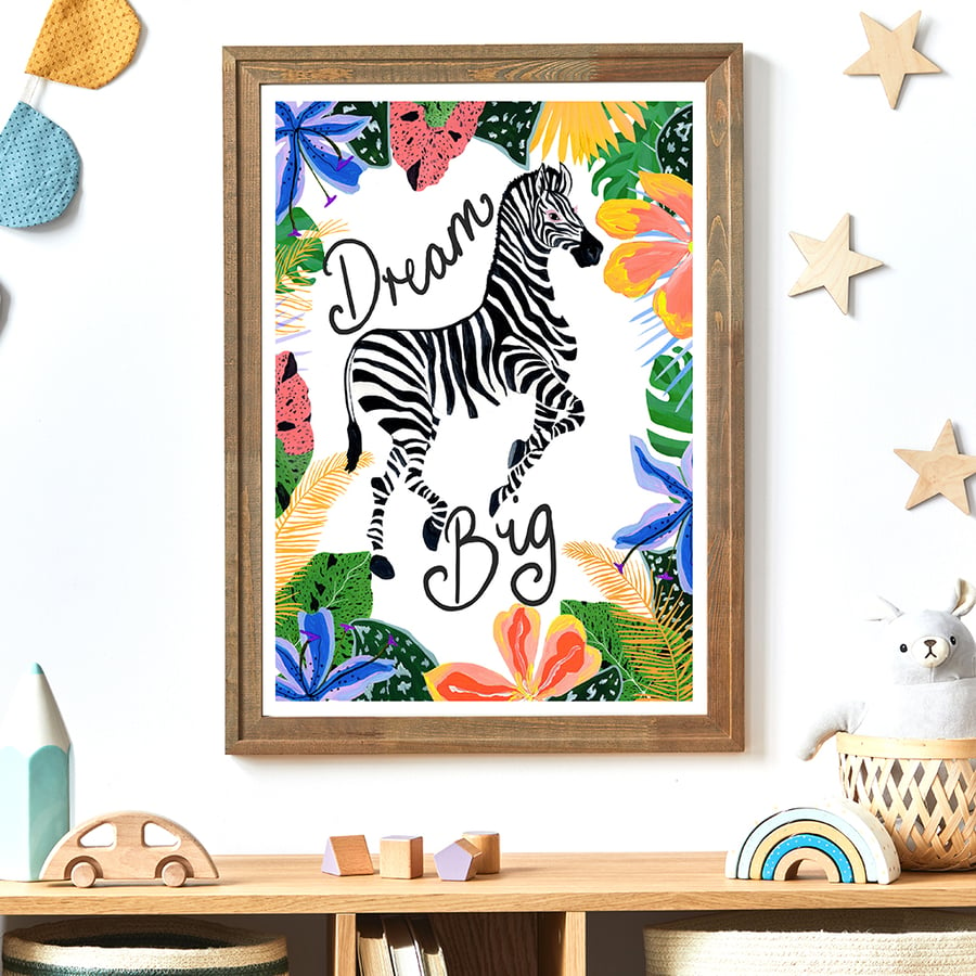 Zebra Safari Animal Nursery Print