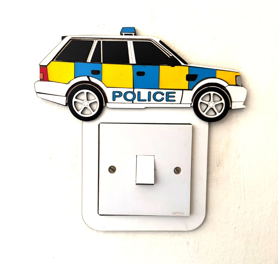 Police Car Light Switch surround kids bedroom decor - Emergency Services fan
