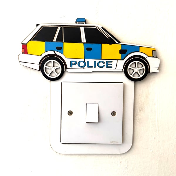 Police Car Light Switch surround kids bedroom decor - FREE UK SHIPPING