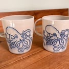 Octopus mugs set of 2