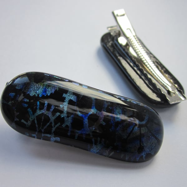 One glass crocodile hair clip - ocean steampunk