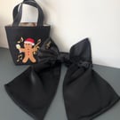 Music Hair Bow Large & Gingerbread Handmade Christmas Gift Bag- Choir Gift - Mus
