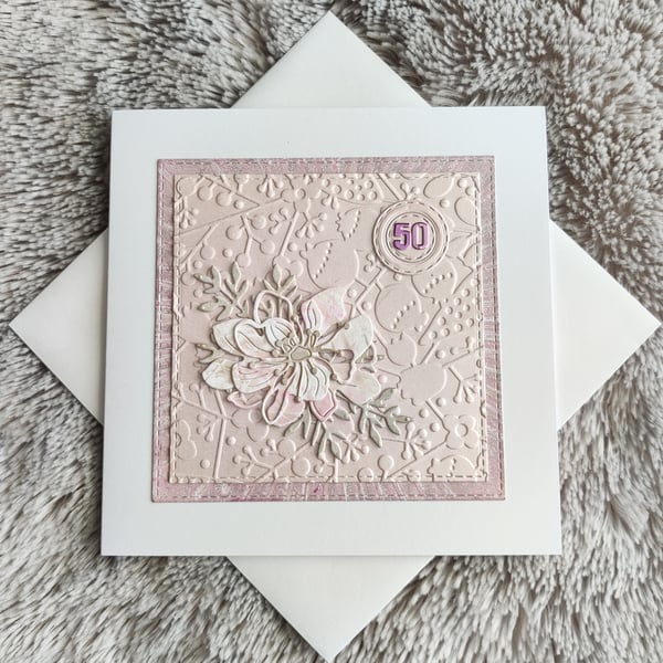 50th Birthday Card - Pink