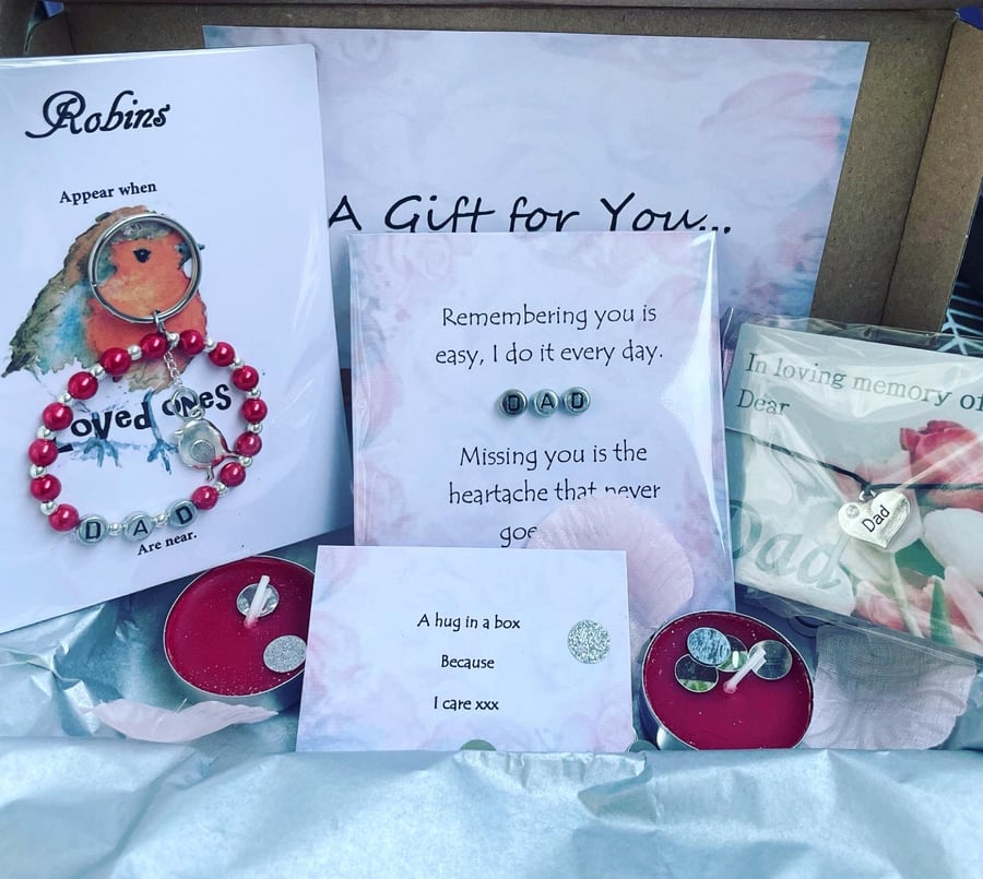 Memory of dad bereavement letter box gift wish bracelet set 