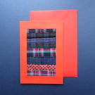 Individually Hand Crafted tartan Textile patchworked Blank Card