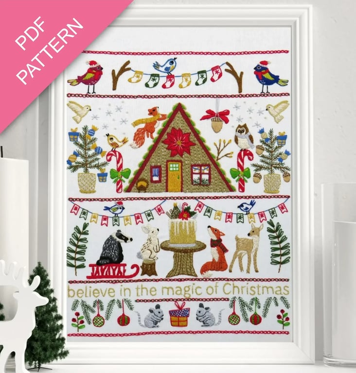 Festive Forest Hand Embroidery PDF Pattern
