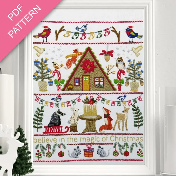 Festive Forest Hand Embroidery PDF Pattern