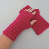  Sale now 5.00   Crochet Fingerless Mittens with Wavy Edge Top Cerise